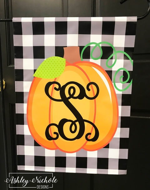 Buffalo and Pumpkin Initial - Vinyl Garden Flag