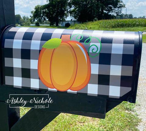 Buffalo Check and Pumpkin - Magnetic Vinyl Mailbox Cover