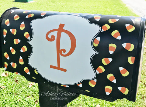 Candy Corn Initial Mailbox Cover