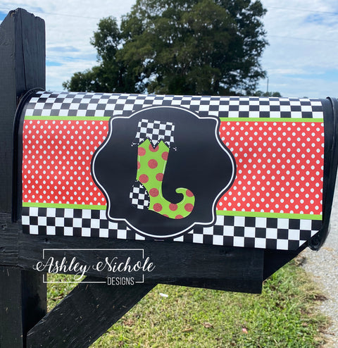 Christmas Stocking - Glittered & Whimsical - Magnetic Vinyl Mailbox Cover