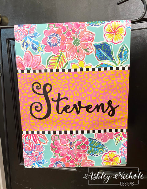 Coral - Pink Leopard Floral - Vinyl Garden Flag