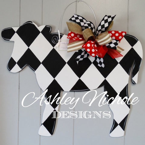 Cow-Black & White - Door Hanger