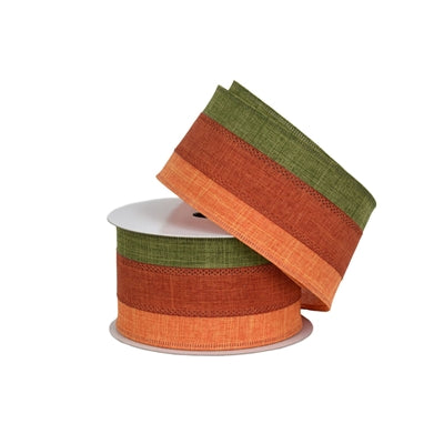 Fall Tri Color Wired Ribbon - 2.5" x 10yds