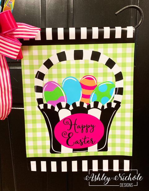 Easter Basket - Colorful & Funky - Vinyl Garden Flag