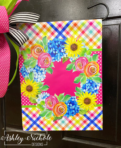 Full Bloom Wreath of Florals - Vinyl Garden Flag
