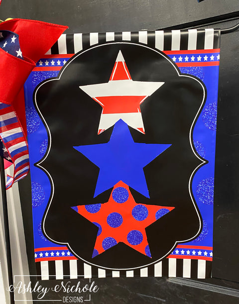 Glitter Star Stack Patriotic - Vinyl Garden Flag