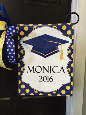 Graduation Cap - POLKA DOT - Vinyl Garden Flag