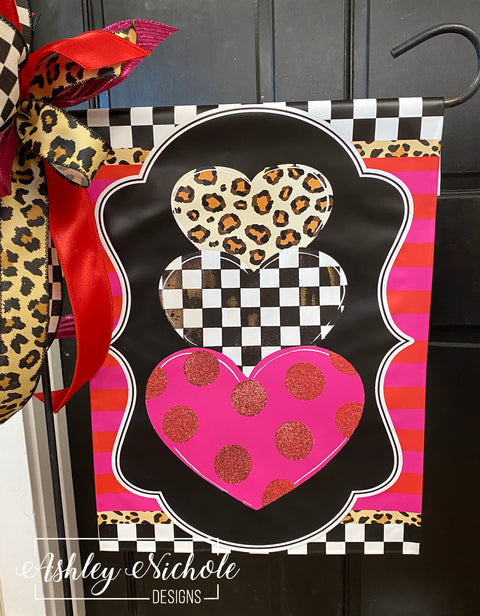 Heart Stack Elegant Valentine - Vinyl Garden Flag