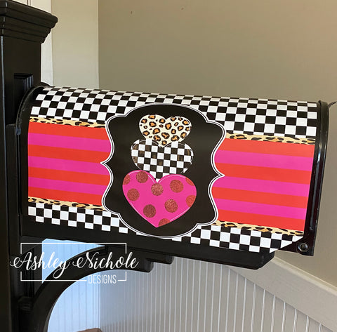 Heart Stack Elegant Valentine - Magnetic Vinyl Mailbox Cover