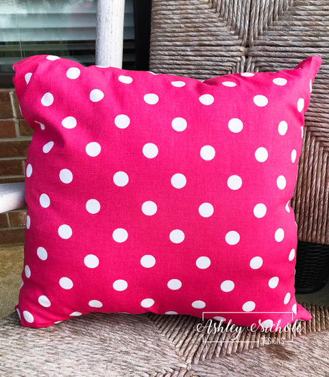 Outdoor Pillow - Candy Pink with White Polka Dot