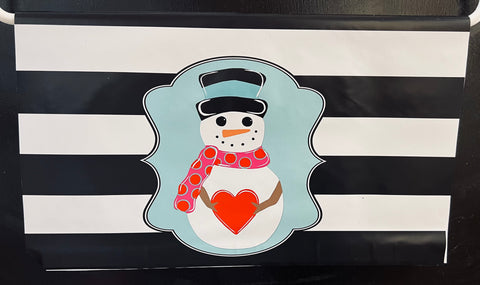 Snowman and Heart - Full Body - Colorful - Magnetic Vinyl Mailbox Cover