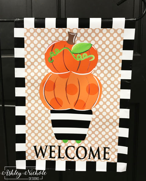 Topiary Orange Pumpkins - Vinyl Garden Flag