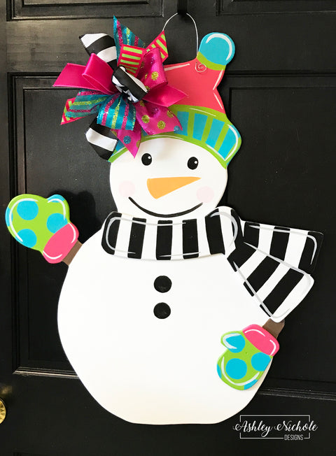 Snowman - Colorful - Door Hanger