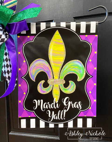 Fleur De Lis - ABSTRACT - Mardi Gras - Vinyl Garden Flag