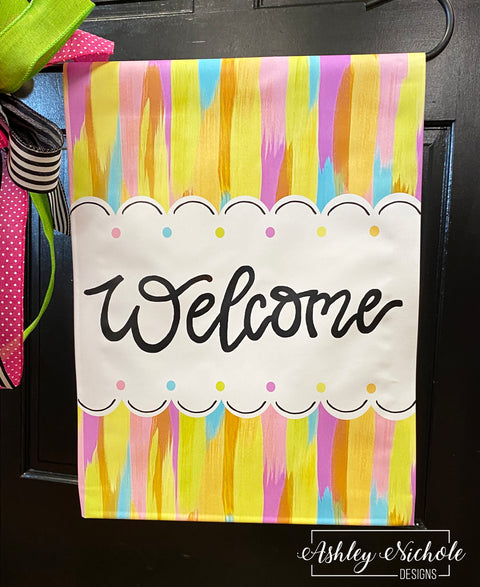 Abstract Welcome - PASTELS - Vinyl Garden Flag