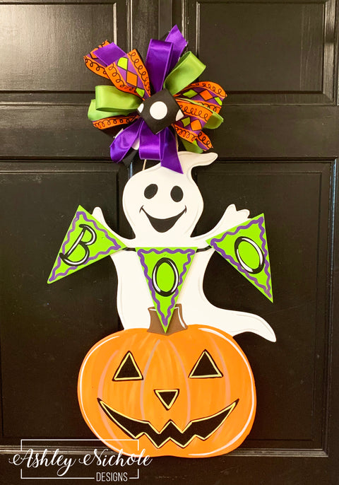 **Ghost-Boo and Happy Pumpkin Door Hanger
