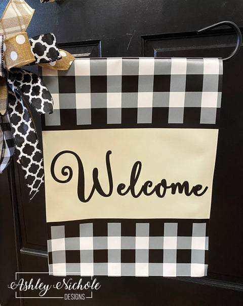 Buffalo Check and Beige Everyday - Welcome - Vinyl Garden Flag