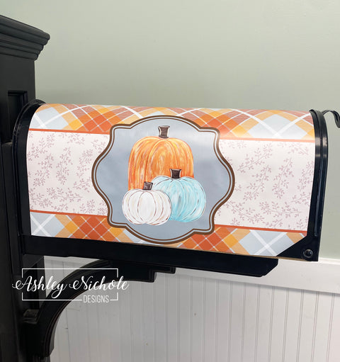 Cool Tones Autumn Pumpkin - Magnetic Vinyl Mailbox Cover