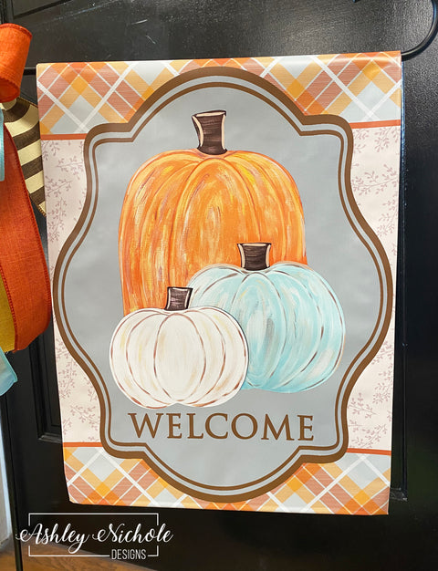 Cool Tones Autumn PUMPKIN - Vinyl Garden Flag
