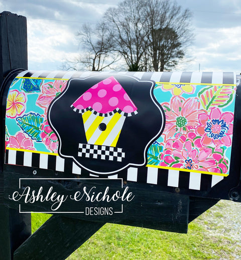 Birdhouse - Checkered - Colorful - Magnetic Vinyl Mailbox Cover