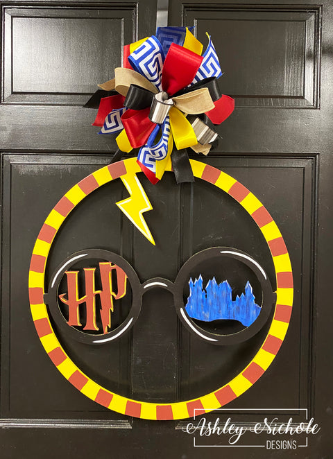 Harry Potter's House of Gryffindor - Circle Border - Door Hanger (Hand-Painted)