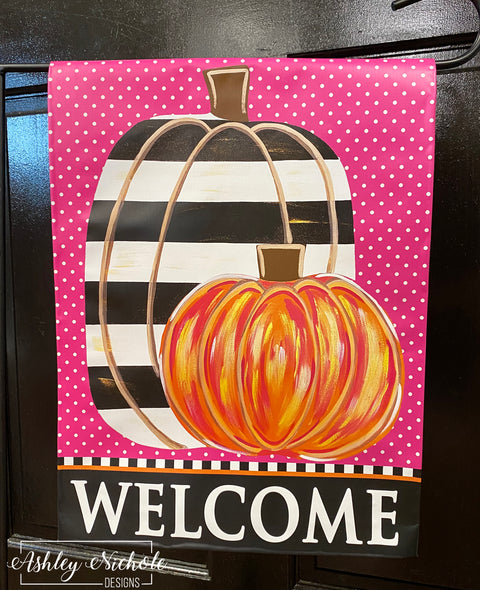 Pink & Sassy Autumn PUMPKIN - Vinyl Garden Flag