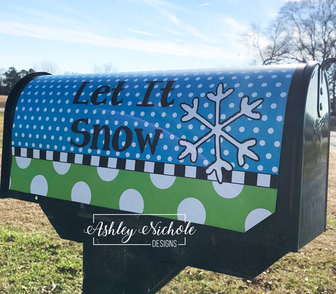 Snowflake (Green/Blue) - Magnetic Vinyl Mailbox Cover