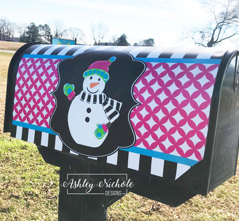 Snowman Full Body-Colorful - Magnetic Vinyl Mailbox Cover