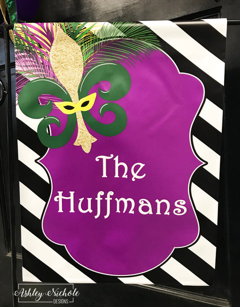 Fleur de Lis - Last Name - Mardi Gras - Vinyl Garden Flag