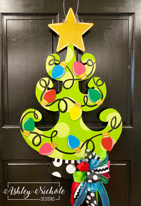 Christmas Tree - Colorful & Funky - Door Hanger