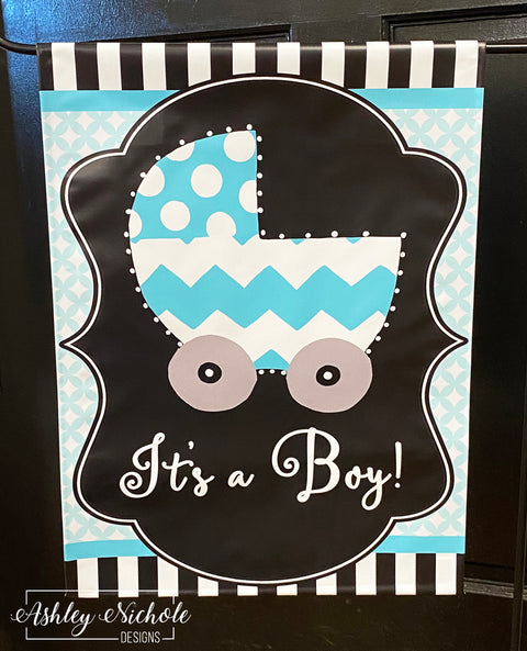 Bringing Home Baby Carriage Welcome-Boy or Girl - Vinyl Garden Flag