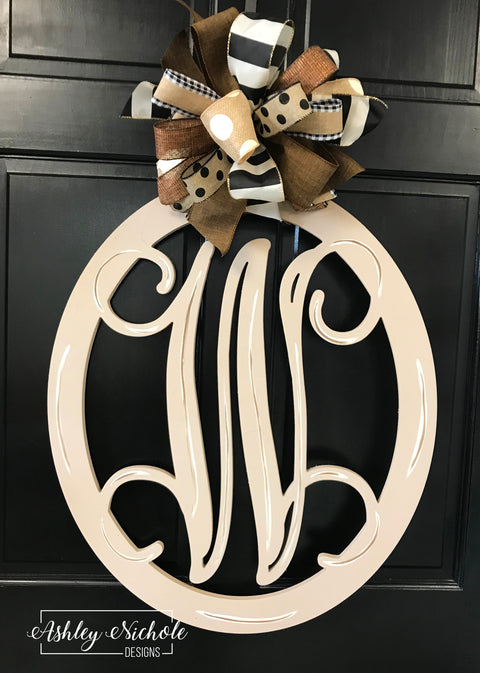25" Oval Vine Font Monogram - Single Letter (Hand-Painted)
