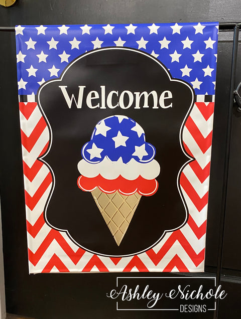 Ice Cream Patriotic - Vinyl Garden Flag
