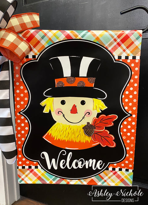 Scarecrow - Black/White with Acorn - Vinyl Garden Flag
