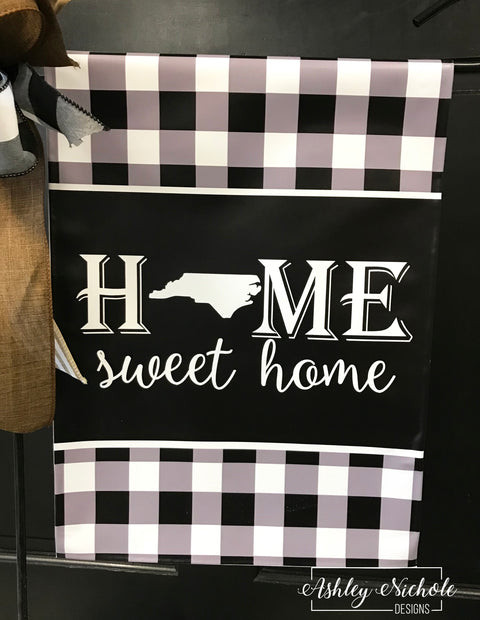 Buffalo Check Custom Home Sweet Home - Vinyl Garden Flag