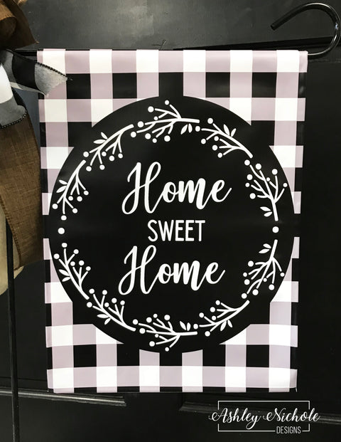 Buffalo Check Home Sweet Home - Vinyl Garden Flag