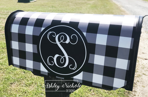Buffalo Check Initial - Magnetic Vinyl Mailbox Cover