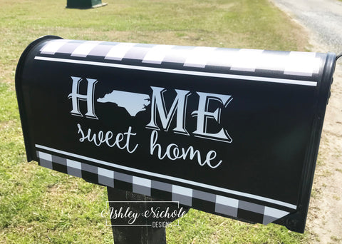 Buffalo Check Custom Home Sweet Home - Magnetic Vinyl Mailbox Cover