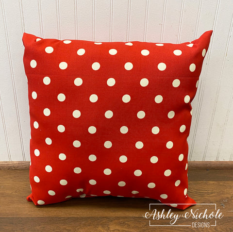 Outdoor Pillow - American Red with White Polka Dots