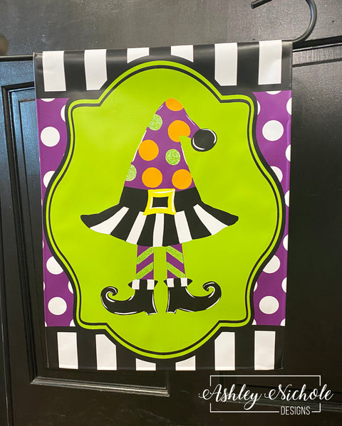 Funky Halloween Witch Hat - Vinyl Garden Flag