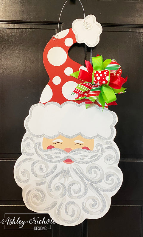 Santa - Jolly St. Nick - Door Hanger (Hand-Painted)