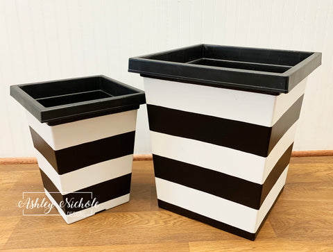 13" & 16" Striped Garden Planter - Square - Plastic