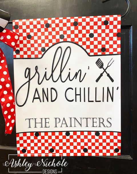 Grillin' & Chillin' - Vinyl Garden Flag