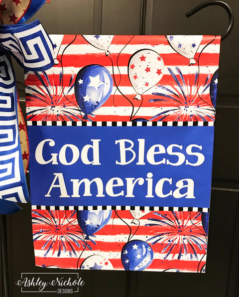 Patriotic Fireworks - Saying - Star - Vinyl Garden Flag