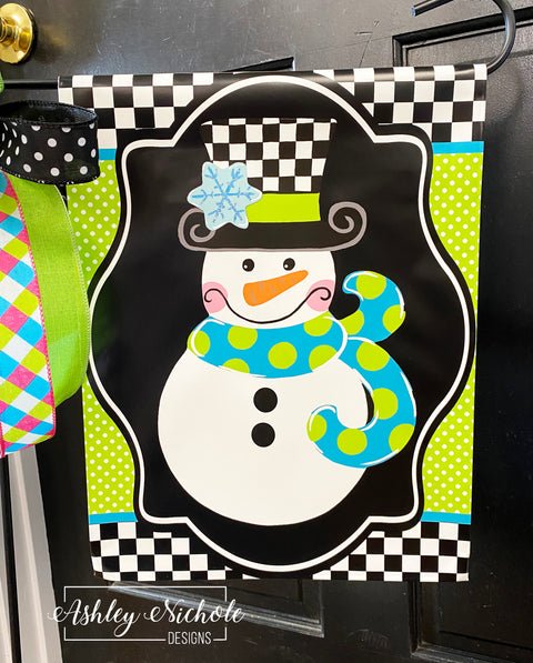 Snowman - Checkered BOY Version - Vinyl Garden Flag