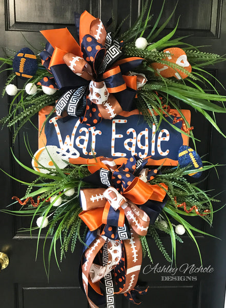 Collegiate Football Sign Wreath - Auburn University – AshleyNichole Designs