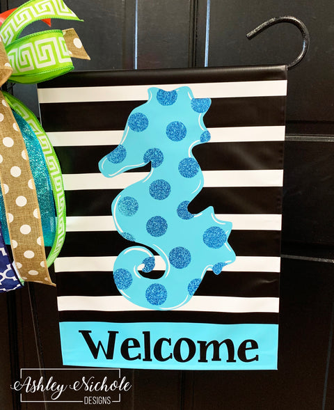 Seahorse Glitter - Vinyl Garden Flag