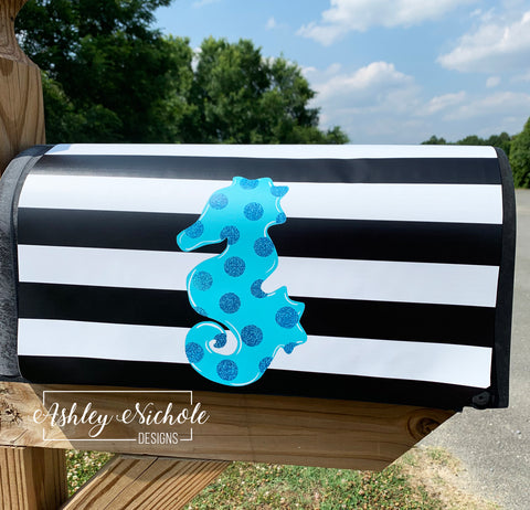 Seahorse Glitter - Magnetic Vinyl Mailbox Cover