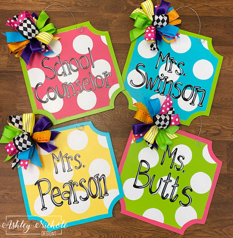 Colorful Name Plaque Door Hanger - Choose your color!