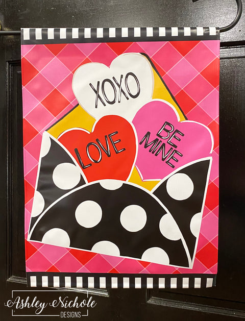 Hearts Love Letter Polka Dot - Vinyl Garden Flag